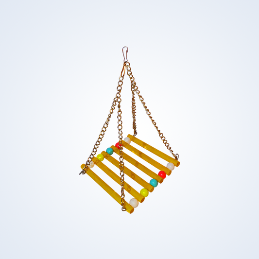 (Pack of 2) Straight Swings – Colorful Wooden Ladder & Swing Set for Parakeets, Cockatiels, Conures & Small Birds