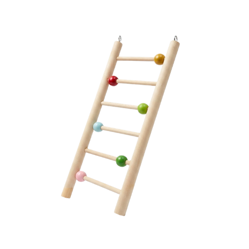 (Pack of 2) Ladder Toy for Birds – Colorful Wooden Climbing Ladders & Swing Toys for Parrots, Cockatiels & Small Birds
