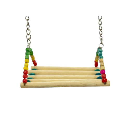 (Pack of 2) Bench Toy for Birds – Colorful Wooden Climbing Ladders & Swing Toys for Parrots, Cockatiels & Small Birds