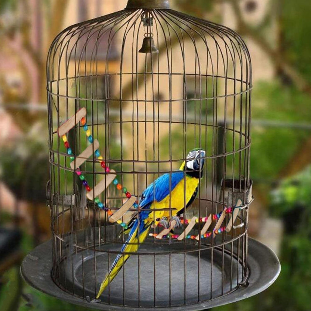 (Pack of 2) Ladder Swings for Birds – Colorful Wooden Climbing Ladders & Swing Toys for Parrots, Cockatiels & Small Birds