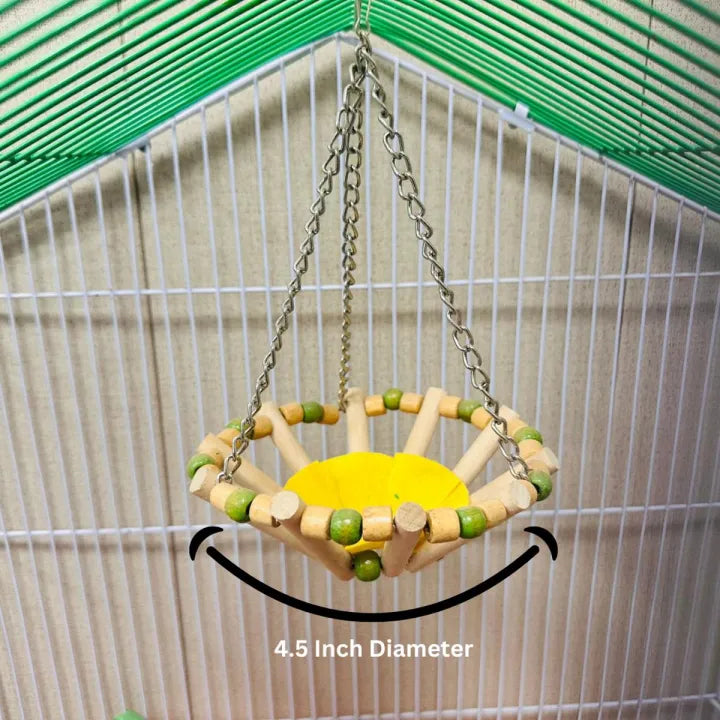 (Pack of 2)  Round Bird Swings – Wooden Ladder & Colorful Swing Combo for Parakeets, Cockatiels, Conures & Small Birds