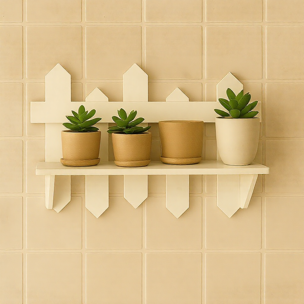 PVC Waterproof Wall Shelf with Key Holder & 3 Metal Hooks