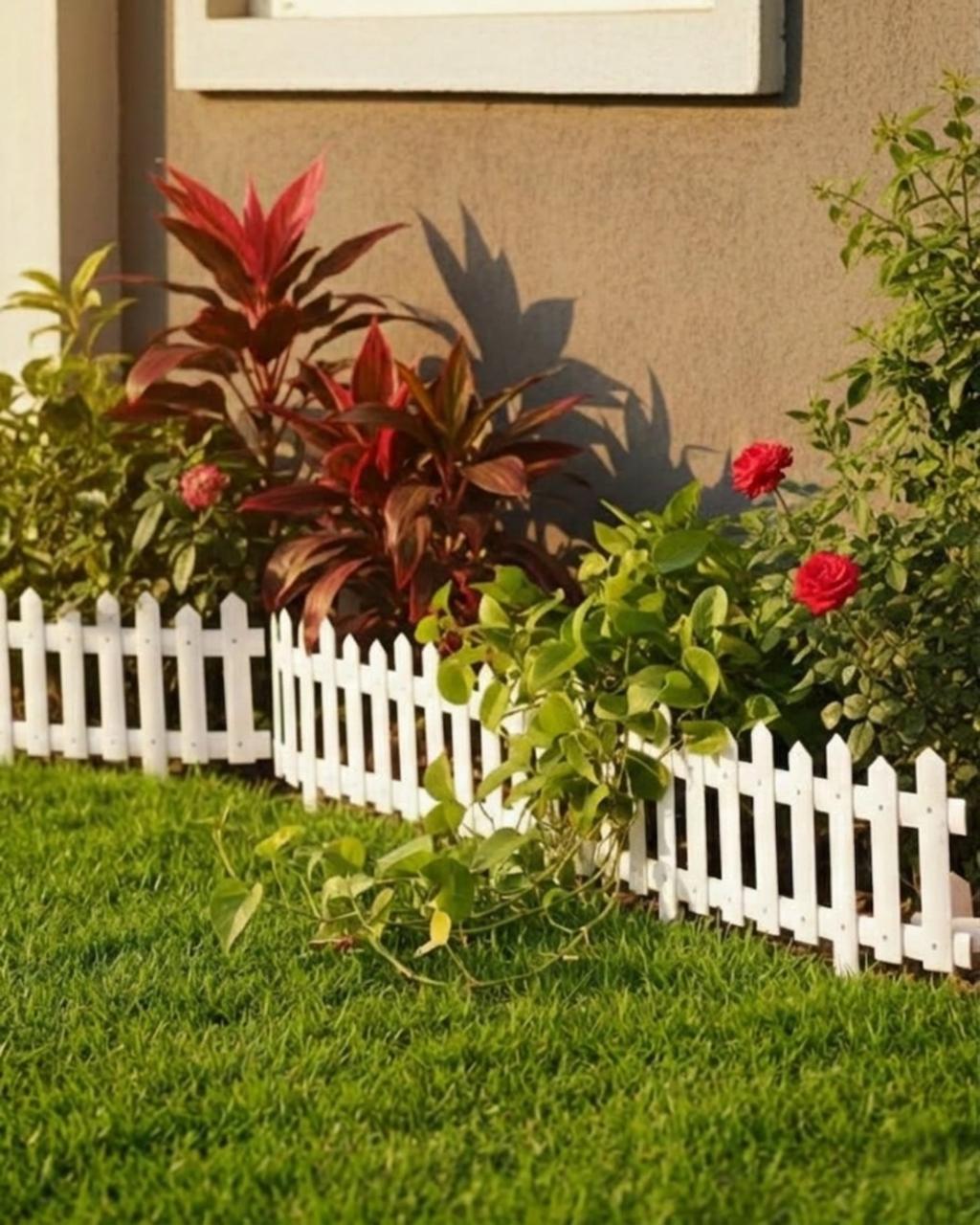 PVC Garden Fence for Lawn & Flowerbeds – Decorative Plastic Border for Garden Yard