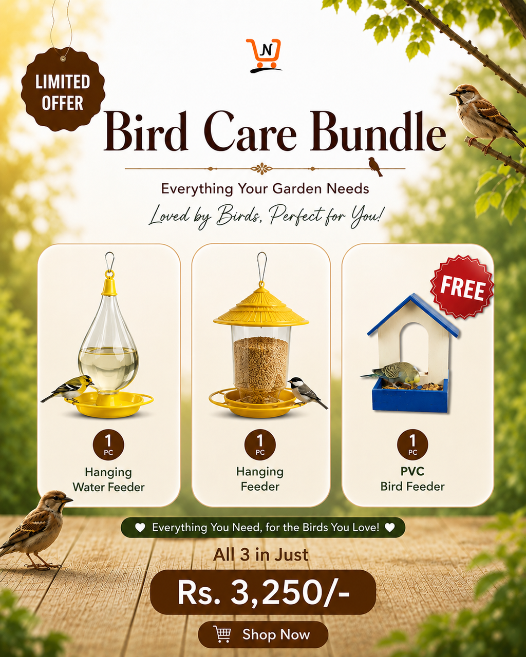 Bird Care Bundle - (With Free PVC Bird Feeder)