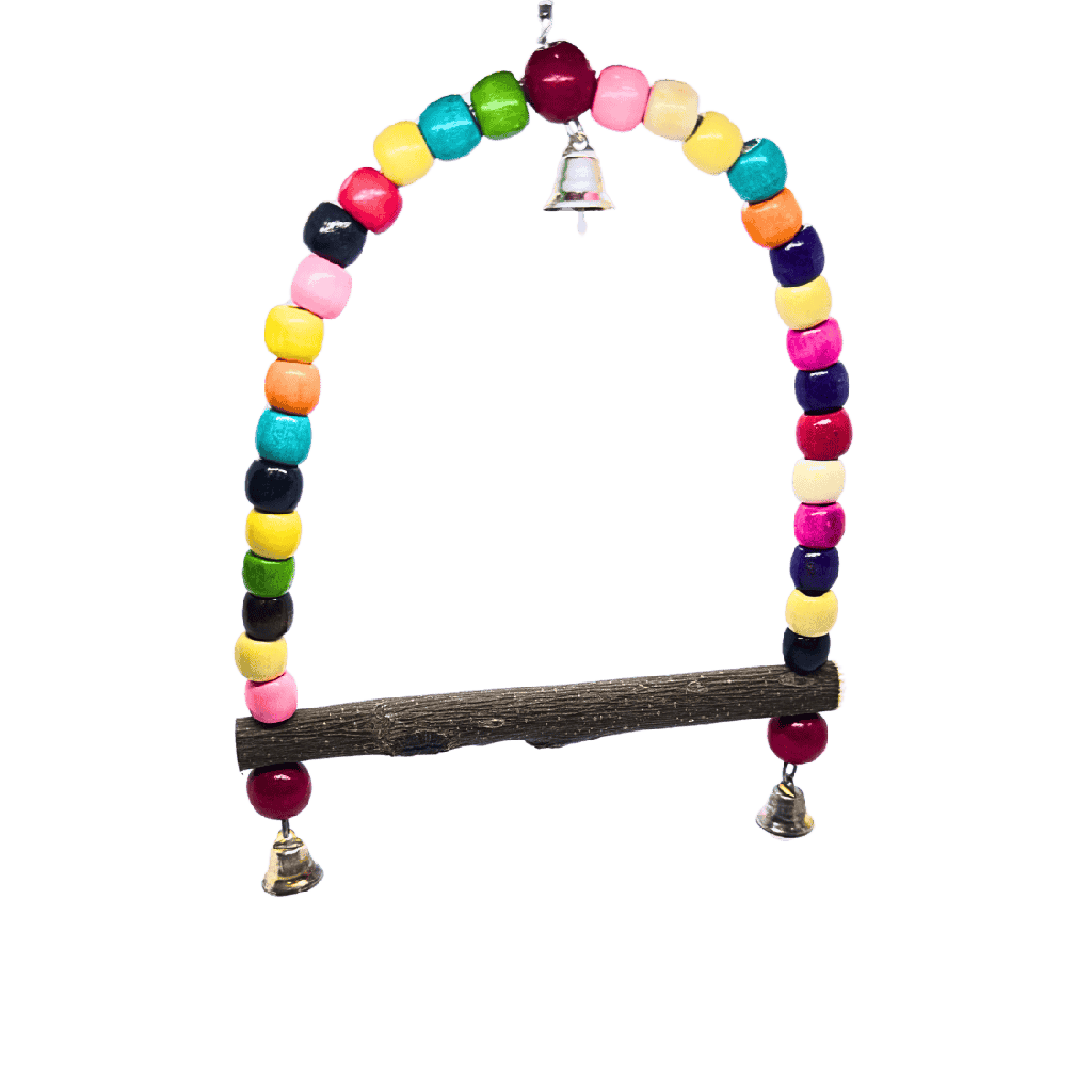 (Pack of 2) D Swings Hanging Bird Toys – Colorful Beaded Decorative Swings for Parakeets, Lovebirds & Small Birds