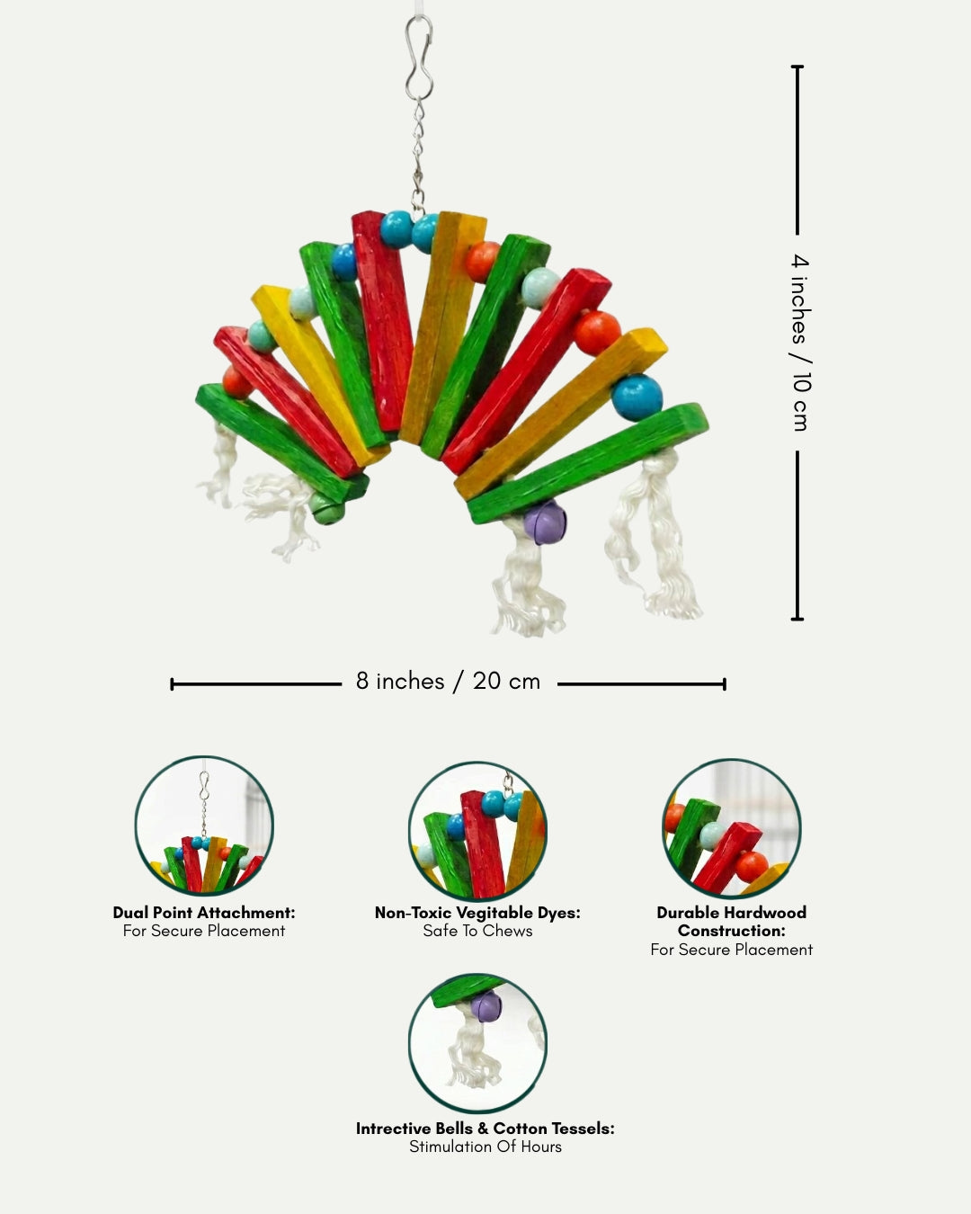 Arc Toy for Birds – Colorful Wooden Climbing Ladders & Swing Toys for Parrots, Cockatiels & Small Birds