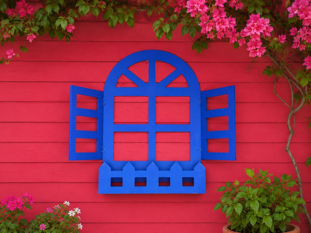Wooden Decorative Window - Blue