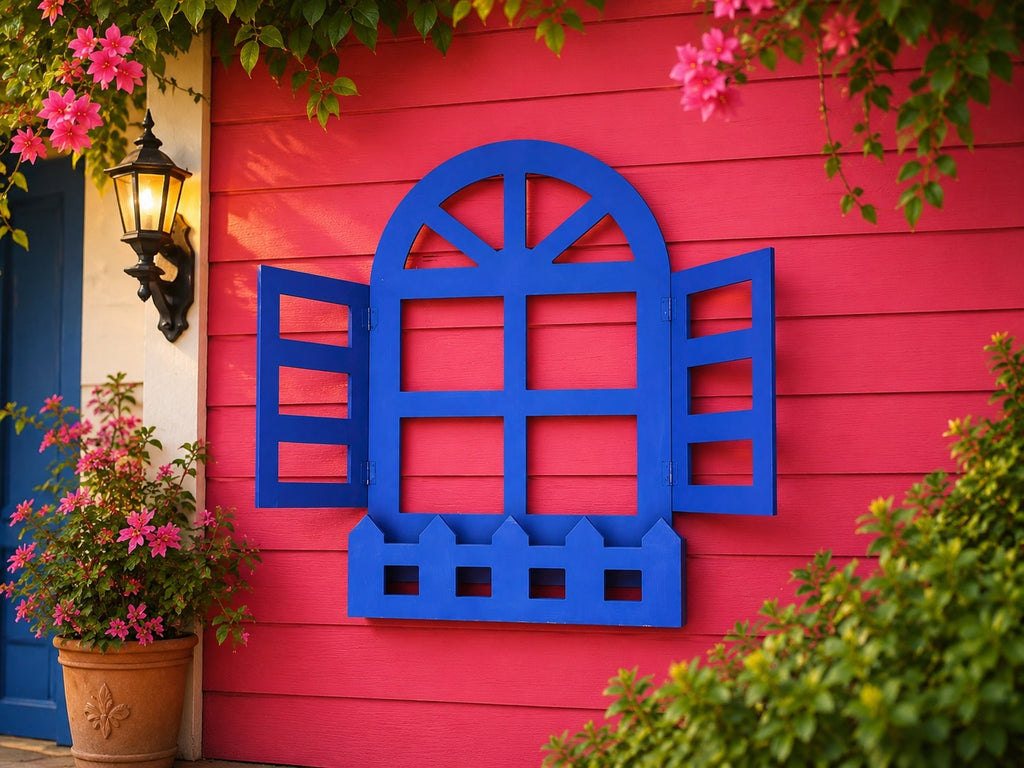 Wooden Decorative Window - Blue