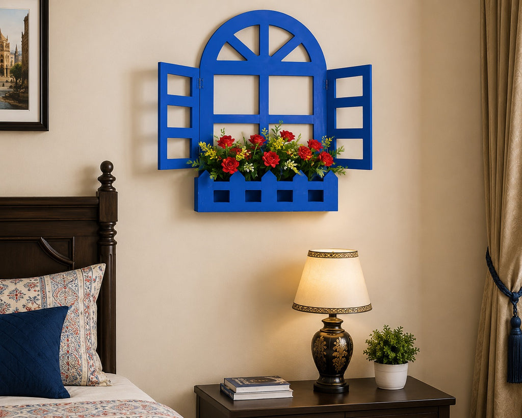 Wooden Decorative Window - Blue