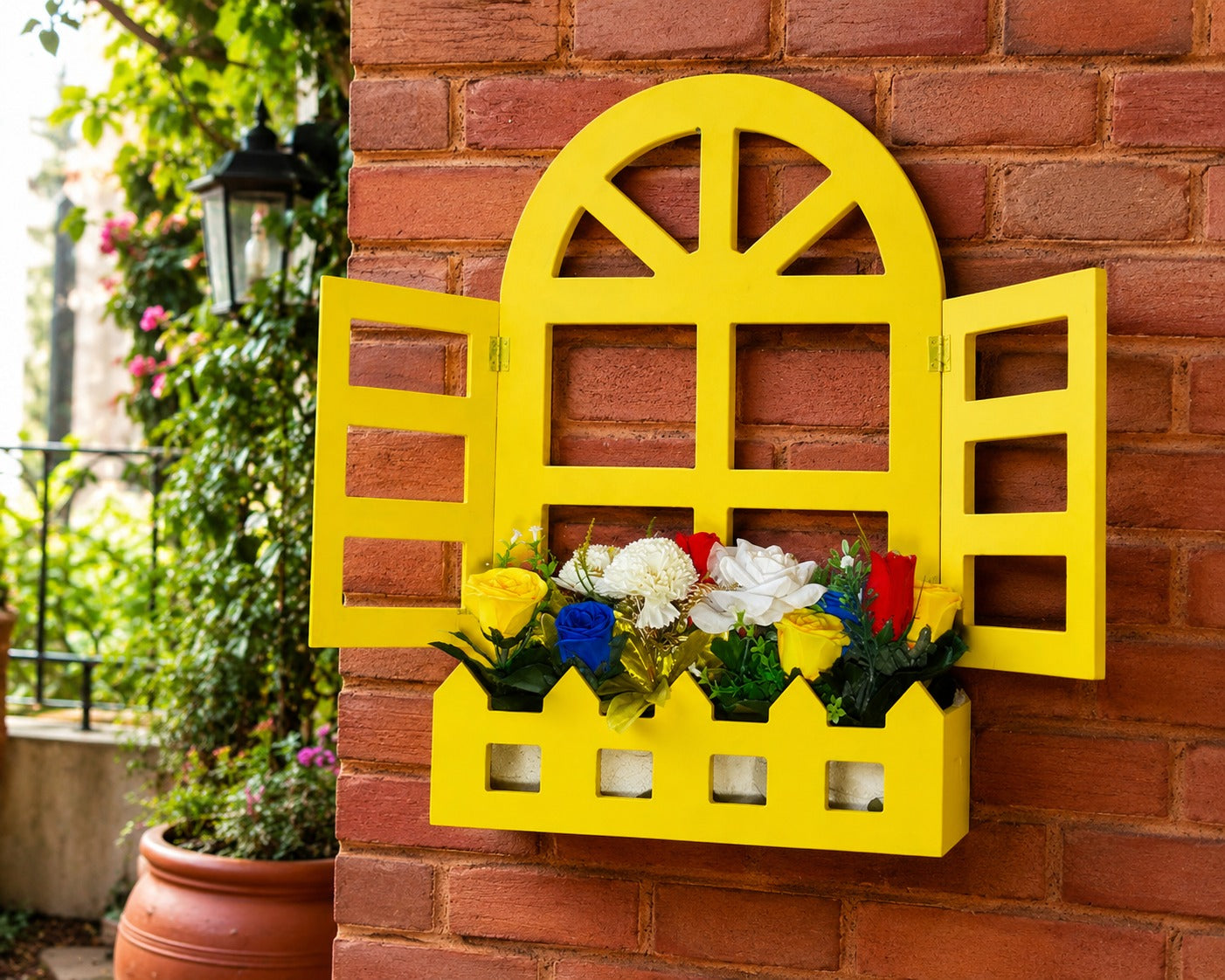 Wooden Decorative Window - Yellow