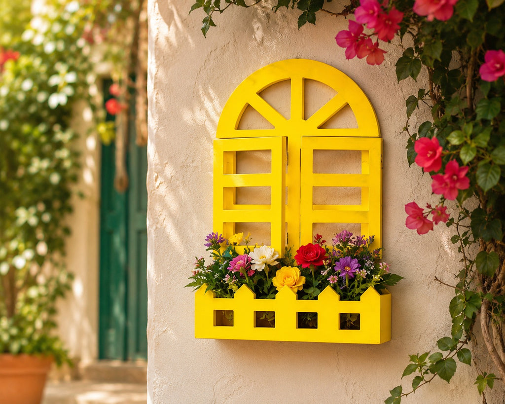 Wooden Decorative Window - Yellow