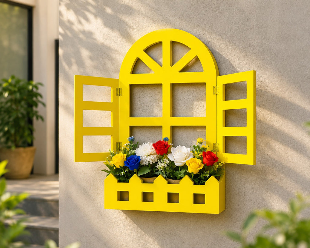 Wooden Decorative Window - Yellow